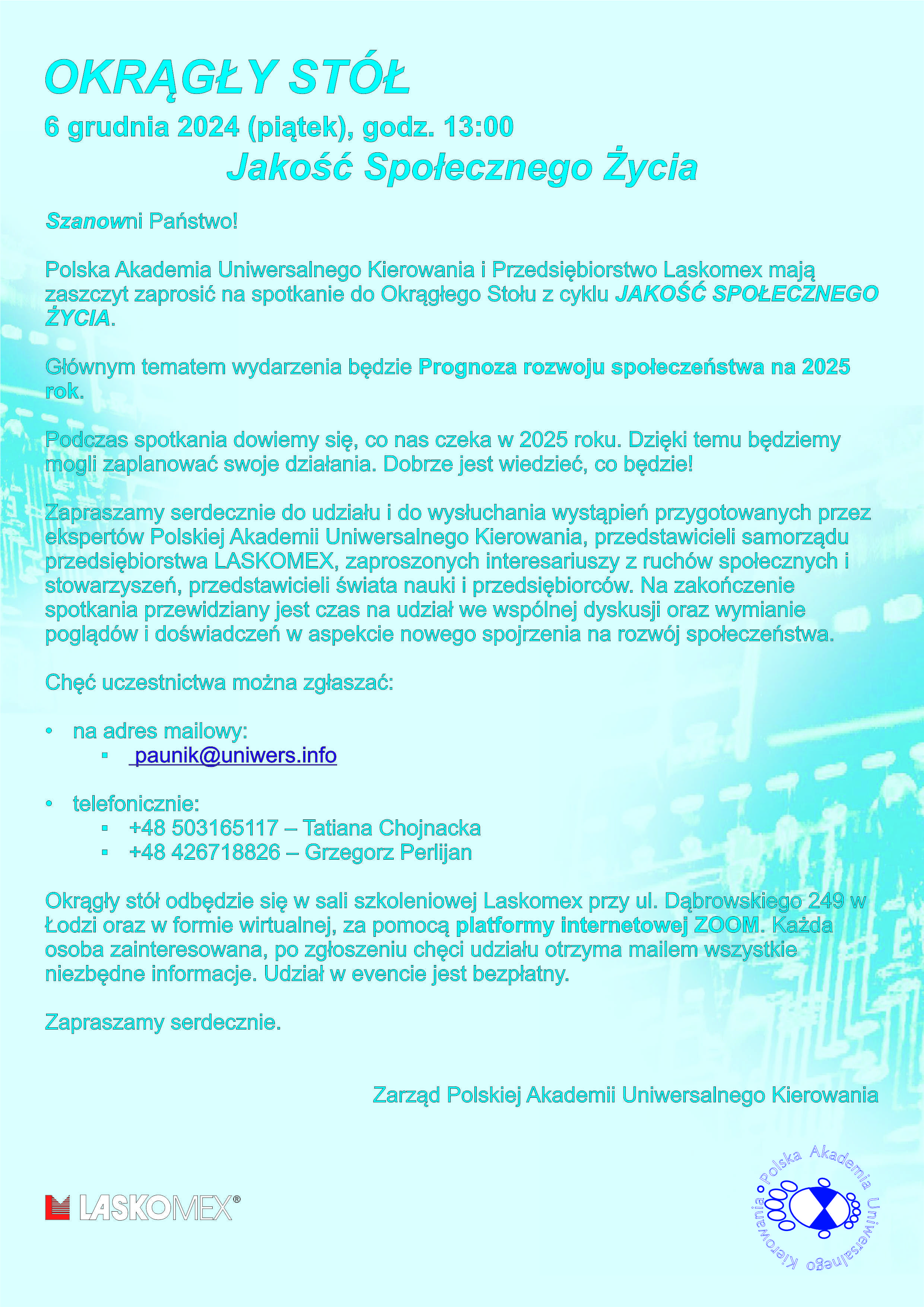 2024.12.06 Okragly stol zaproszenie